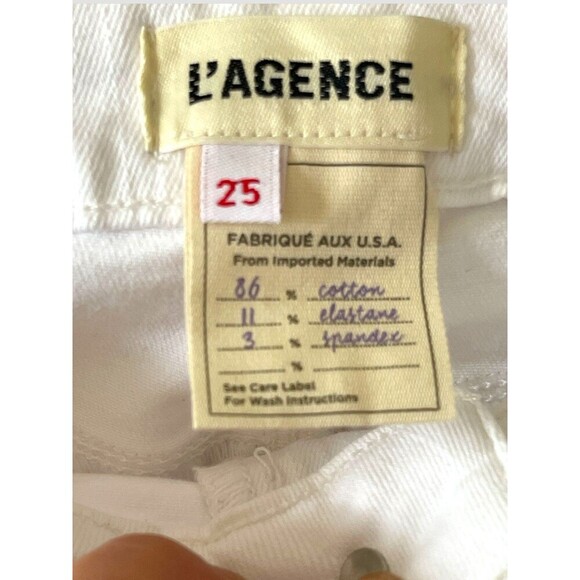 L’AGENCE Josie High Rise Skinny Jeans Size 25 White Women’s Split Side Hem NWOT - Picture 8 of 9